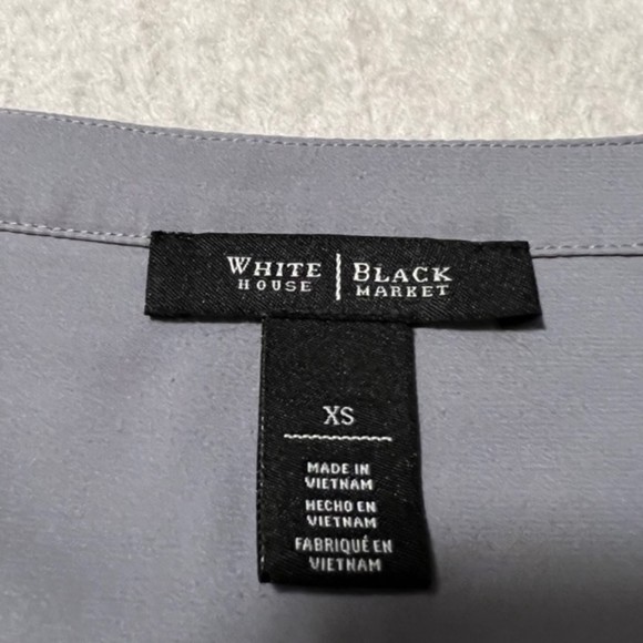 White House Black Market Womens Gray VNeck Hi Low Hem LS Top Soft & Satiny Sz XS - Picture 7 of 11